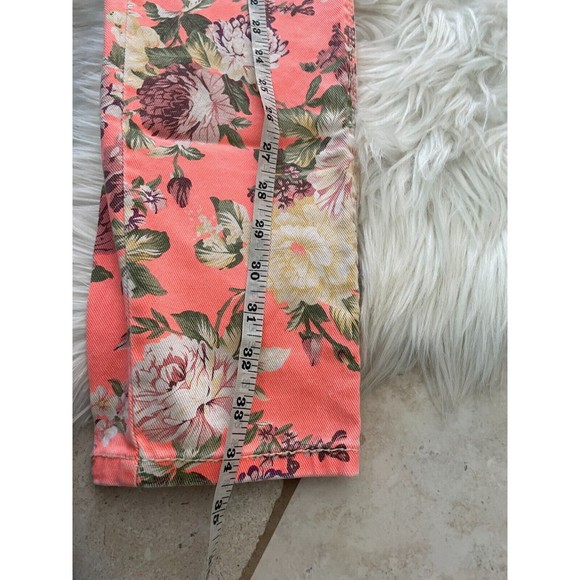 Vanilla Star Peach Floral Cropped Jeans Skinny Leg Size 11 - Picture 7 of 11
